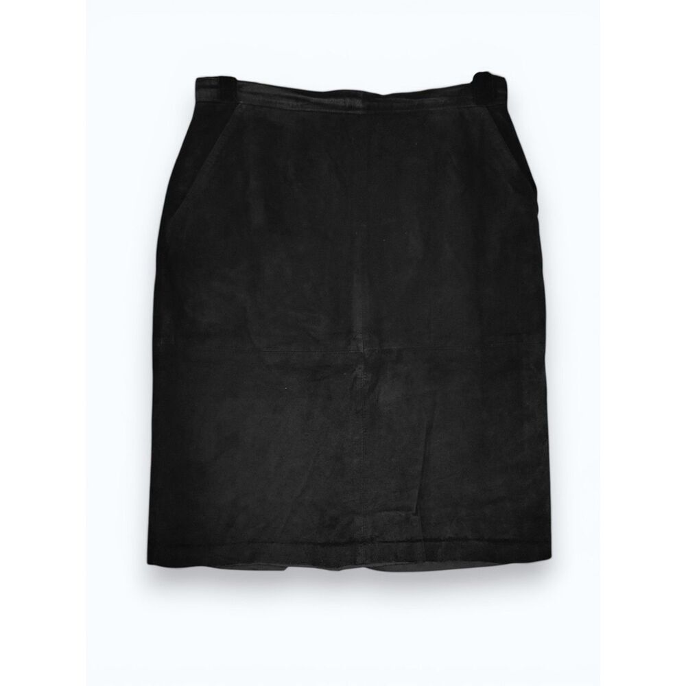 Lord & Taylor Vintage Suede Pencil Skirt Black Size 12 Festival Office